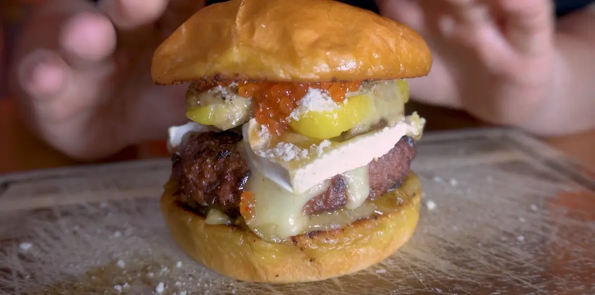 Step 8: Assemble the burger. Bottom bun goes first, then