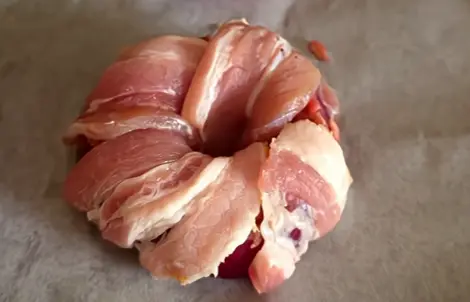 Step 3: Wrap the entire onion and beef structure with