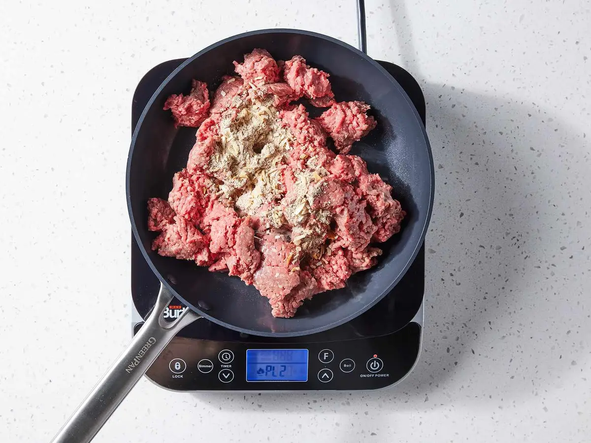 Step 3: Brown the ground beef with the onion soup