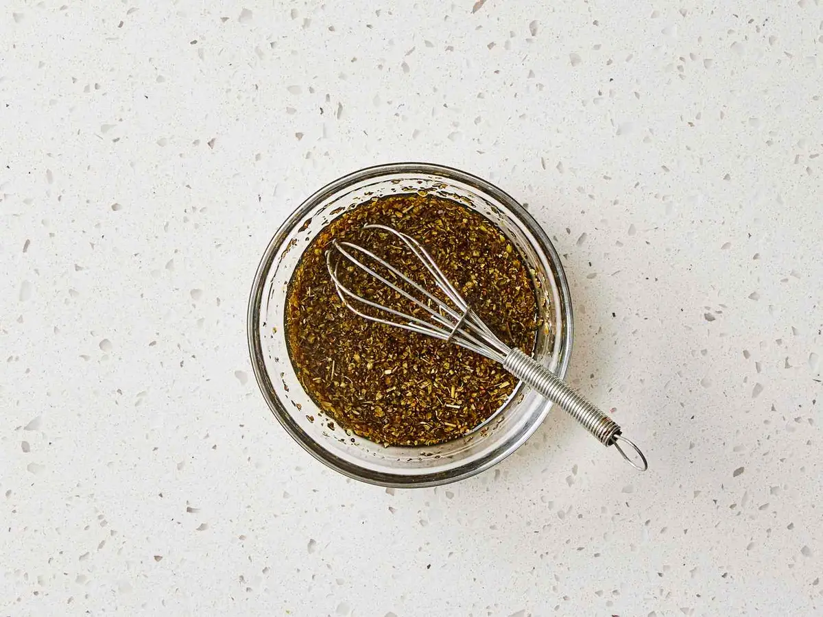 Step 3: In a small bowl, whisk the balsamic vinegar