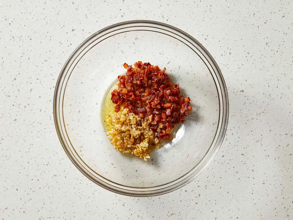 Step 5: Add them to the bowl with the bacon.
